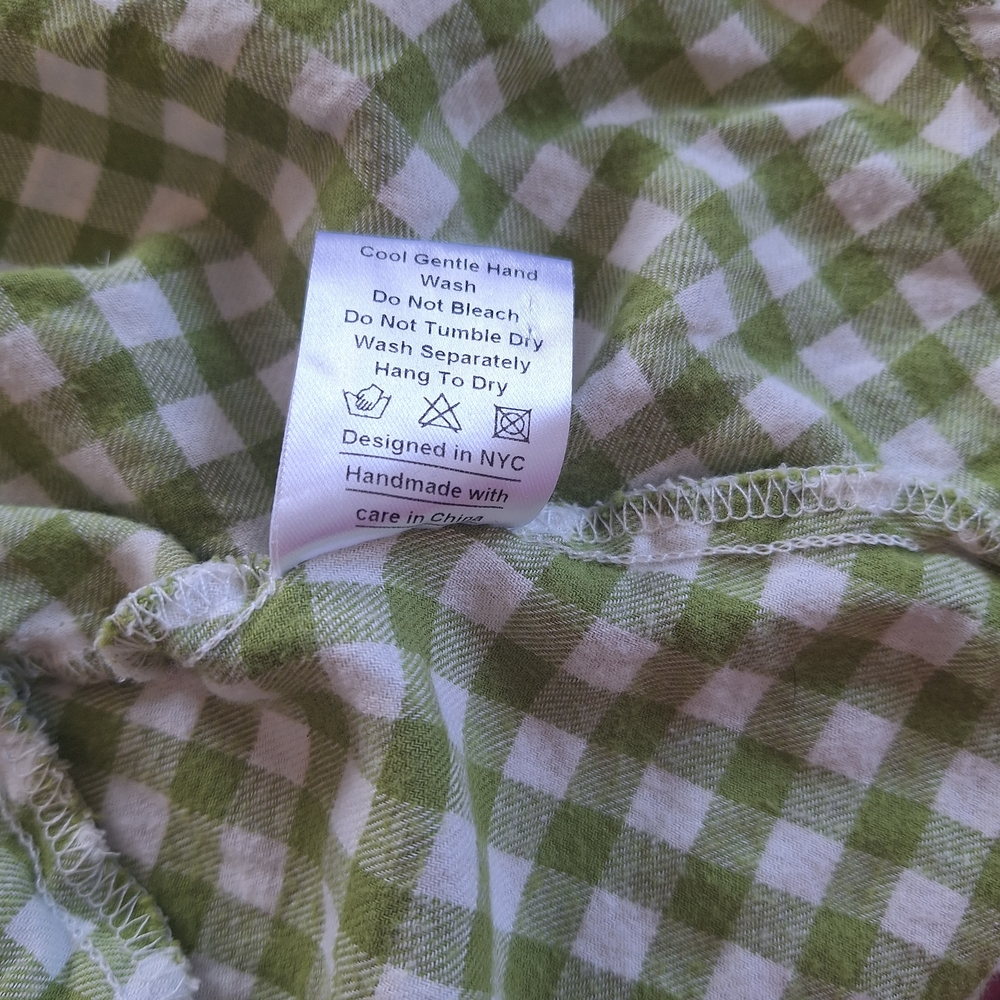 Shiny By Nature Green Gingham Babydoll Dress Size Large - Picture 6 of 8
